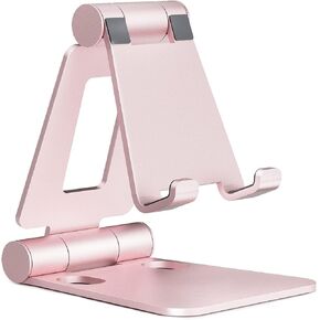 Foldable Cell Phone Stand, Fully Adjustable Dual Foldable Desktop Phone Holder Cradle Dock Compatible with iPhone 17 16 15 14 13 12 11 Pro Max Xs Xr X 8, Nintendo Switch, All Phones (Pink) in Saudi Arabia