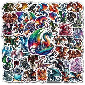 50 Pcs Dragon Stickers Waterproof Magic Dragons Decals Vinyl Cryptid Animals Sticker for Water Bottle Phone Luggage Skateboard Laptop Bumper Bike Decor Gifts for Adults Friends Birthday in Saudi Arabia