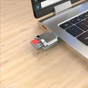 1Pc Dual USB-C & USB Card Reader for SD & TF Cards -High-Gloss Metallic Finish-256GB Capacity-Compatible with Smartphone Laptops & More, Portable Data Transfer Sleek Metallic Design in Saudi Arabia