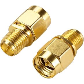 2pcs SMA Male to RP-SMA Female Adapter, Coaxial Cable Connector for Wi-Fi Antenna Signal Booster Radio Extension Cable FPV Drone, Gold in Kuwait