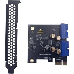 JMT اللوحة الأمامية PCI-E X1 إلى محول USB-A مزدوج USB 3.0 5 جيجابت في الثانية توسيع عالي السرعة لدعم سطح المكتب x1 x4 x8 x16 (19Pin - لا يتطلب طاقة) in Kuwait