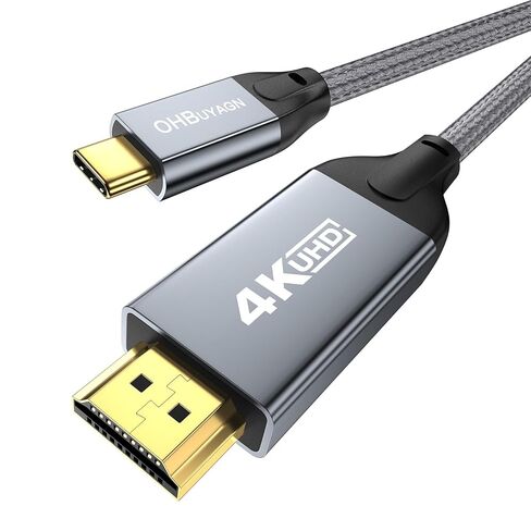 كابل USB C إلى HDMI بطول 10 أقدام، 4K 60 هرتز USB من النوع C إلى HDMI 2.0 سلك مجدول، Thunderbolt 3/4 متوافق مع سلسلة iPhone 16/15، MacBook، iMac، iPad Pro، Galaxy، Surface، Dell، HP in Kuwait
