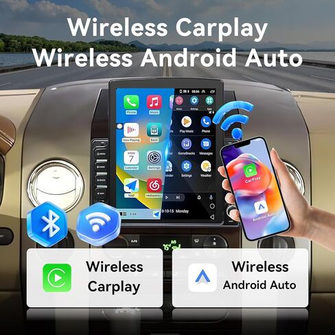 9.7 بوصة Android 14 راديو السيارة متوافق مع Ford F150 2004 2005 2006 2007 2008 AHD كاميرا احتياطية ترقية CarPlay اللاسلكية وشاشة لمس Android تلقائية GPS WiFi SWC FM Bluetooth 2+64G in Kuwait