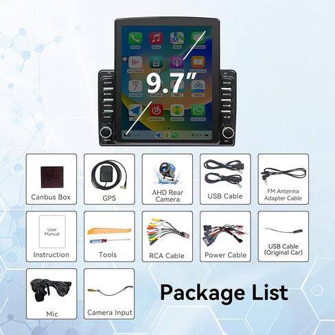 9.7 بوصة Android 14 راديو السيارة متوافق مع Ford F150 2004 2005 2006 2007 2008 AHD كاميرا احتياطية ترقية CarPlay اللاسلكية وشاشة لمس Android تلقائية GPS WiFi SWC FM Bluetooth 2+64G in Kuwait