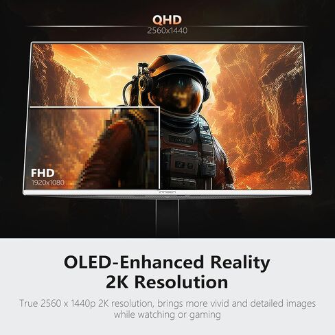 شاشة INNOCN 27 بوصة QD-OLED 2K QHD 2560 x 1440P 280 هرتز 240 هرتز، شاشة وحدة تحكم ألعاب الكمبيوتر الشخصي، متوافقة مع G-Sync، 0.03 مللي ثانية، HDR400، 10 بت، HDMI 2.1، DisplayPort، مكبر صوت، حامل قابل للتعديل - GA27S1Q in Kuwait