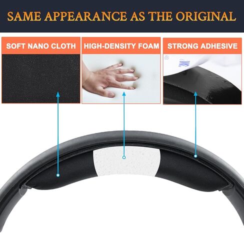 SOULWIT Headband Cover for Sennheiser Game One/HD515/HD518/HD555/HD558/HD559/HD569/PC360/PC373d Headphones, Replacement Headstrap Pad Repair Part - Black in Kuwait