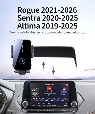 15W Wireless Fast Charger for Nissan Rogue 2021-2026 / Sentra 2020-2025 / Altima 2019-2025 Accessories 8-inch Screen Fixed Clip, 360° Rotation, Interior Decoration Mobile Phone Mount in Kuwait