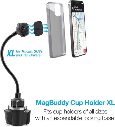 Naztech MagBuddy Elite XL Car Phone Holder - Magnetic Mount for Cup Holder with 11 Inch Gooseneck & 360 Degree Swivel, Universal Compatibility for iPhone, Android & GPS Units in Kuwait