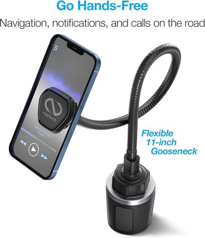 Naztech MagBuddy Elite XL Car Phone Holder - Magnetic Mount for Cup Holder with 11 Inch Gooseneck & 360 Degree Swivel, Universal Compatibility for iPhone, Android & GPS Units in Kuwait
