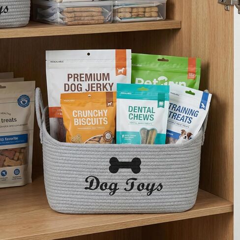 Large Dog Toy Basket-Woven Dog Toy Box for Living Room Area-Trapezoid Pet Toys Bin with Handle-Dog Organizer for Toys,Collar,Leash,Blanket -13.4''x11.8''x10.6''-Beige in Saudi Arabia