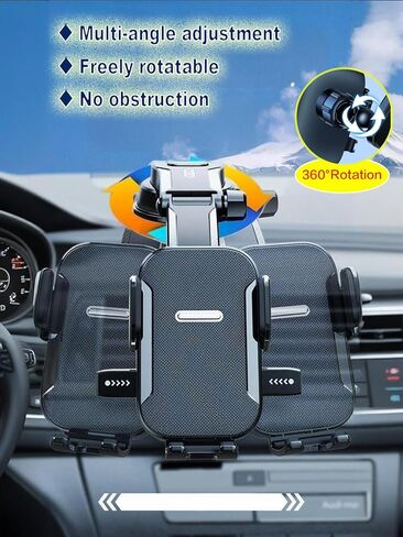 Car Phone Mount 360° Rotation Adjustable Height‌ Cell Phone Holder Nano Vacuum Suction Design‌ Sturdy & Non-Slip‌ Compatible Car Phone Holder for iPhone, Huawei, Samsung in Kuwait