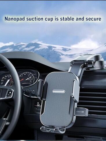 Car Phone Mount 360° Rotation Adjustable Height‌ Cell Phone Holder Nano Vacuum Suction Design‌ Sturdy & Non-Slip‌ Compatible Car Phone Holder for iPhone, Huawei, Samsung in Kuwait