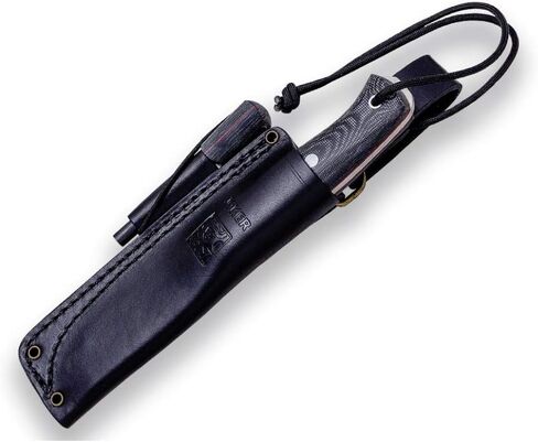أداة Joker Ember Scandi CM122-P الخارجية مع غمد جلدي - شفرة فولاذية Sandvik 14C28N مقاس 4.13 بوصة - سكين متعدد الاستخدامات لصيد الأسماك والتخييم والمشي لمسافات طويلة وصناعة الأشجار (قماش ميكارتا، غمد جلدي مع FireStarter) in Kuwait