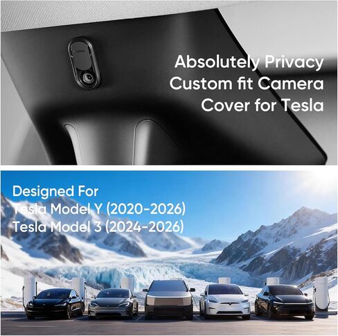 Camera Cover Slide for Tesla Model Y 3 Interior Cabin Camera Privacy Cover Accessory with Orange Indicator - Anti-Blind Spot Slider Shield, Vertical Design, No Block IR for FSD, Upgraded Thickened in Saudi Arabia