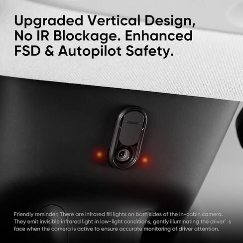 Camera Cover Slide for Tesla Model Y 3 Interior Cabin Camera Privacy Cover Accessory with Orange Indicator - Anti-Blind Spot Slider Shield, Vertical Design, No Block IR for FSD, Upgraded Thickened in Saudi Arabia