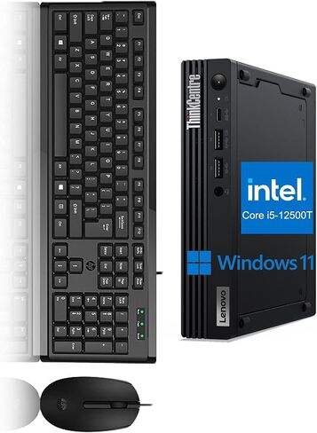 Lenovo ThinkCentre M70q Gen 3 Mini Desktop, Windows 11 Tiny Computer PC, Intel Core i5-12500T, 16GB RAM, 256GB SSD, HDMI, DisplayPort, WiFi, BT (Renewed) in Kuwait