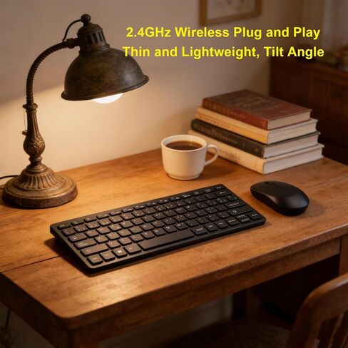 Pomya Spanish Wireless Keyboard and Mouse Set, 78 Keys 2.4GHz Ergonomic Slim USB Receiver, Plug & Play for PC Laptop, Silent Mouse, Lightweight Thin Design in Kuwait