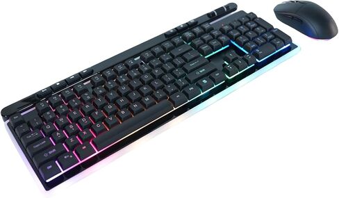 Wireless Keyboard and Mouse Combo with RGB Backlit Keys, Rechargeable 2.4G Wireless Keyboard Mouse Set for OS X PC Laptop, 33ft Range 111 Keys Multimedia Functions in Kuwait