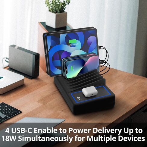 محطة شحن SIIG ذات 10 منافذ بقدرة 150 وات وقاعدة إرساء لأجهزة iPad والكمبيوتر اللوحي بمنفذ USB-C in Kuwait