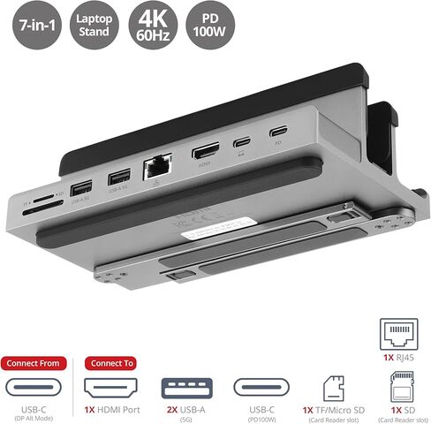 محطة شحن SIIG ذات 10 منافذ بقدرة 150 وات وقاعدة إرساء لأجهزة iPad والكمبيوتر اللوحي بمنفذ USB-C in Kuwait