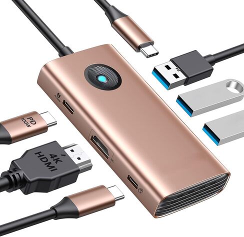 USB C Docking Station, 6 in 1 USB C Dongle with HDMI 4K, PD100W, 3*USB3.0, Multiport Adapter for MacBook/Dell/HP/Surface/Lenovo in Kuwait
