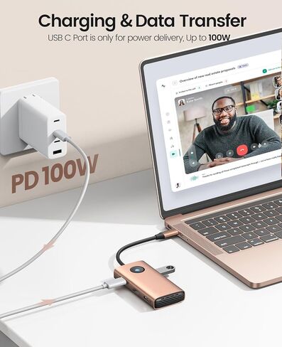 USB C Docking Station, 6 in 1 USB C Dongle with HDMI 4K, PD100W, 3*USB3.0, Multiport Adapter for MacBook/Dell/HP/Surface/Lenovo in Kuwait