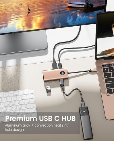 USB C Docking Station, 6 in 1 USB C Dongle with HDMI 4K, PD100W, 3*USB3.0, Multiport Adapter for MacBook/Dell/HP/Surface/Lenovo in Kuwait