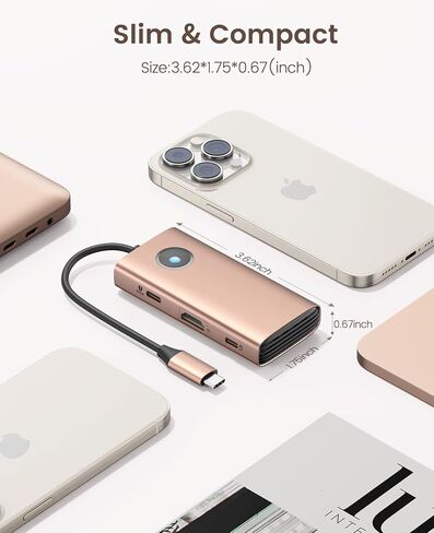 USB C Docking Station, 6 in 1 USB C Dongle with HDMI 4K, PD100W, 3*USB3.0, Multiport Adapter for MacBook/Dell/HP/Surface/Lenovo in Kuwait