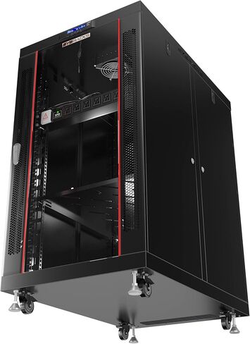 Sysracks 18U Premium Rack Mount Server، خزانة شبكة عميقة بعمق 35 بوصة، رف خادم مزود بمروحة، لوحات جانبية قابلة للإزالة، قفل باب زجاجي لخزانة الكمبيوتر، علبة حامل شبكة PR 18.900 in Kuwait
