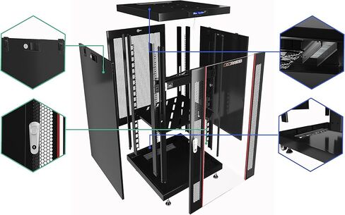 Sysracks 18U Premium Rack Mount Server، خزانة شبكة عميقة بعمق 35 بوصة، رف خادم مزود بمروحة، لوحات جانبية قابلة للإزالة، قفل باب زجاجي لخزانة الكمبيوتر، علبة حامل شبكة PR 18.900 in Kuwait