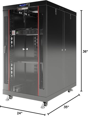 Sysracks 18U Premium Rack Mount Server، خزانة شبكة عميقة بعمق 35 بوصة، رف خادم مزود بمروحة، لوحات جانبية قابلة للإزالة، قفل باب زجاجي لخزانة الكمبيوتر، علبة حامل شبكة PR 18.900 in Kuwait