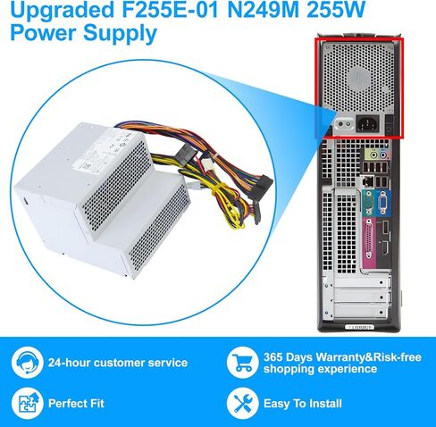 ترقية L255P-01 F255E-01 AC255AD-00 N249M 255W مزود طاقة D255P-00 PSU متوافق مع Dell Optiplex 780 980 580 760 960 DT L255P-01 H255E-01 D255ED-00 V6V76 RM110 F255E-01 مصدر الطاقة in Kuwait