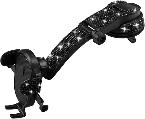 حامل هاتف السيارة YoRise Bling، حامل هاتف ذكي تلقائي قابل للدوران بحجر الراين 360 درجة مع ذراع قابل للتعديل وقاعدة كأس شفط، حامل للهاتف المحمول في السيارة لمعظم الزجاج الأمامي للسيارات ولوحة القيادة (وردي) in Kuwait
