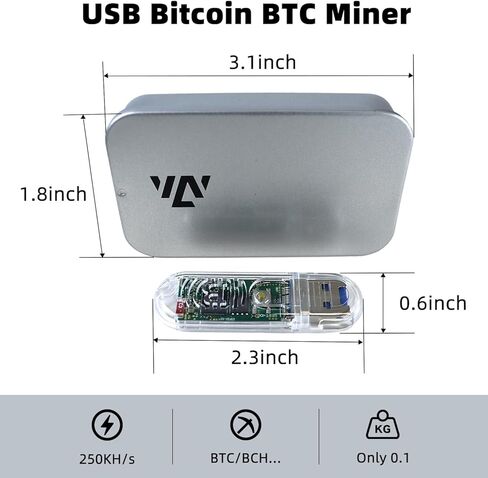 Bitcoin Miner LV03 USB Miner - 250KH/S Solo ASIC, 1W Low Power, 2.4G WiFi, Mini Display, Phone & Laptop Compatible, Beginner Crypto Mining Device in Kuwait
