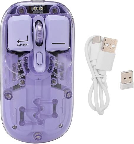 ماوس Cuifati بلوتوث شفاف، BT5.0 2.4G وضع USB ماوس ألعاب بصري RGB، ماوس كتم صوت قابل لإعادة الشحن بغطاء كريستالي شفاف للكمبيوتر المحمول والكمبيوتر اللوحي in Kuwait