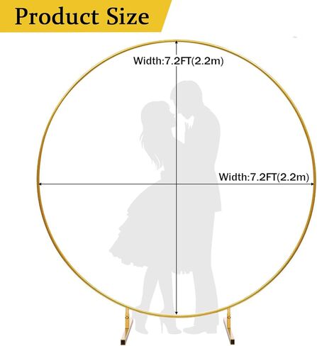 6.6 FT Round Arch Backdrop Stand, Gold Metal Circle Balloon Arch Stand Wedding Arch Frame for Ceremony Birthday Party Graduation Christmas Decoration in Saudi Arabia