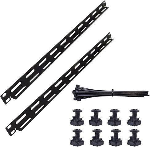 2pcs 0.5U Rack Horizontal Mountable Cable Lacing L Bar, 19-inch Standard Cabinet,8 Cage Nuts & 8Screws Black,20pcs Cable Ties, fit for Open Frame Enclosure Network Cabinet Mount Wire Management in Kuwait