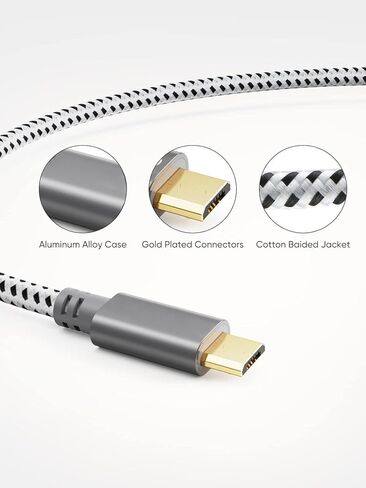 محول USB إلى Micro USB، 0.15 متر، ذكر إلى أنثى، لأجهزة Micro-B، محرك فلاش، ماوس، لوحة مفاتيح، وحدة تحكم في الألعاب، ألومنيوم رمادي فضائي in Kuwait