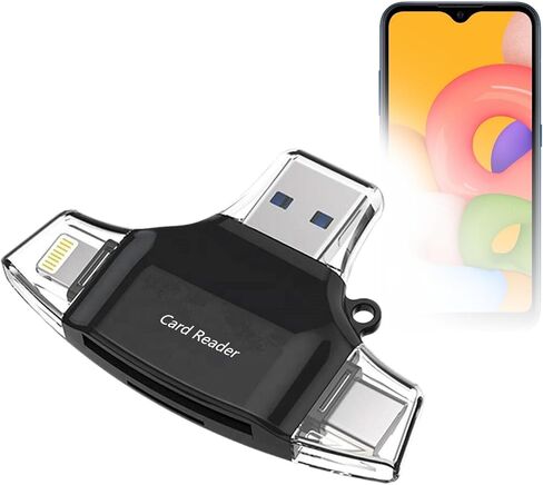 BoxWave Smart Gadget Compatible with Samsung Galaxy A02 - AllReader SD Card Reader, microSD Card Reader SD Compact USB - Jet Black in Kuwait