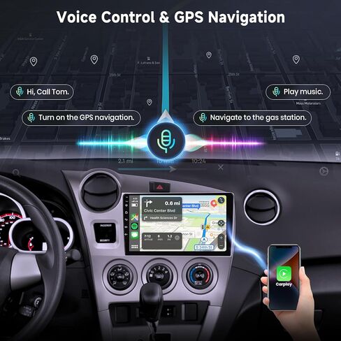 Hodozzy [6G+128G] Car Radio for Toyota Matrix 2009-2014 with Bluetooth GPS, Android 9 Inch Touch Screen with Wireless Carplay Android Auto,WiFi,8-Core,USB,DSP,FM RDS in Kuwait
