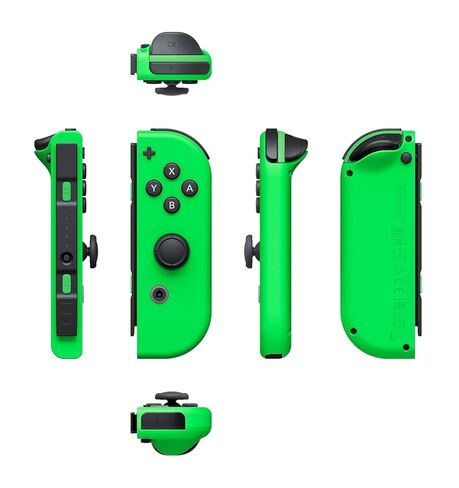 PremGear Neon Pink/Neon Green Joy-Con (L-R) لجهاز Nintendo Switch، مقابض الإبهام (8 عبوات - أسود، أزرق، أحمر وشفاف)، حامل بطاقات ألعاب 24 فتحة وقطعة قماش للتنظيف in Kuwait