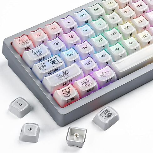 Sunzit Jelly Keycaps Cute Doggie، Crystal White Mao Profile Keycap، أغطية مفاتيح مطبوعة جانبية مخصصة 60 65 75 100 بالمائة أغطية مفاتيح لطيفة مجموعة أغطية مفاتيح للوحة المفاتيح لمفاتيح MX الميكانيكية in Kuwait