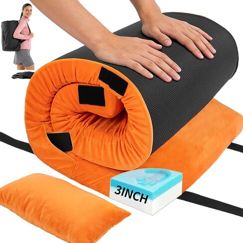 3 Inch Memory Foam Camping Mattress Pad, Dual Layer Thick Sleeping Camp Mat for Sleepover Car Tent, Portable Roll Up Mattress for Adults with Travel Bag in Kuwait