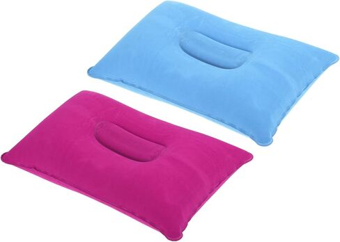 Inflatable Pillow, 2 Pack Ultralight Camping Travel Pillow Desk Rest Neck Support for Hiking Backpacking Office, Pink Dark Blue in Kuwait