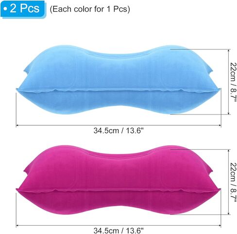 Inflatable Pillow, 2 Pack Ultralight Camping Travel Pillow Desk Rest Neck Support for Hiking Backpacking Office, Pink Dark Blue in Kuwait