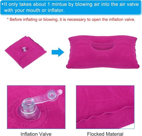 Inflatable Pillow, 2 Pack Ultralight Camping Travel Pillow Desk Rest Neck Support for Hiking Backpacking Office, Pink Dark Blue in Kuwait