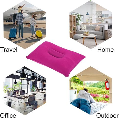 Inflatable Pillow, 2 Pack Ultralight Camping Travel Pillow Desk Rest Neck Support for Hiking Backpacking Office, Pink Dark Blue in Kuwait