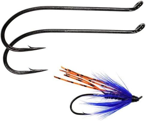 50pcs High Carbon Steel Fly Tying Hook Up-Turned Eye 3X Long Shank Salmon Flies in Kuwait