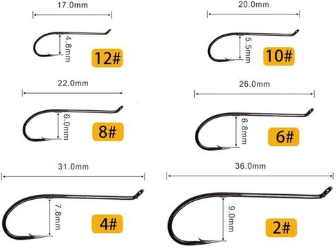 50pcs High Carbon Steel Fly Tying Hook Up-Turned Eye 3X Long Shank Salmon Flies in Kuwait