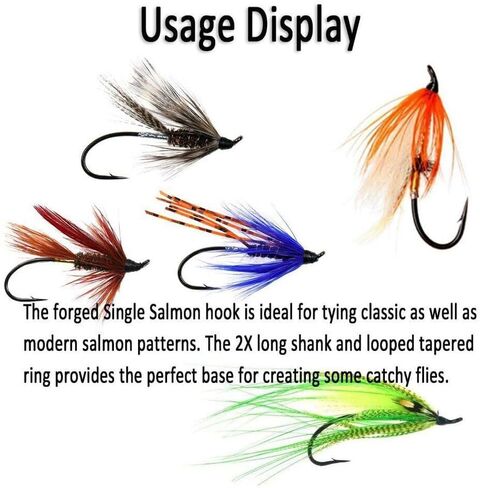 50pcs High Carbon Steel Fly Tying Hook Up-Turned Eye 3X Long Shank Salmon Flies in Kuwait